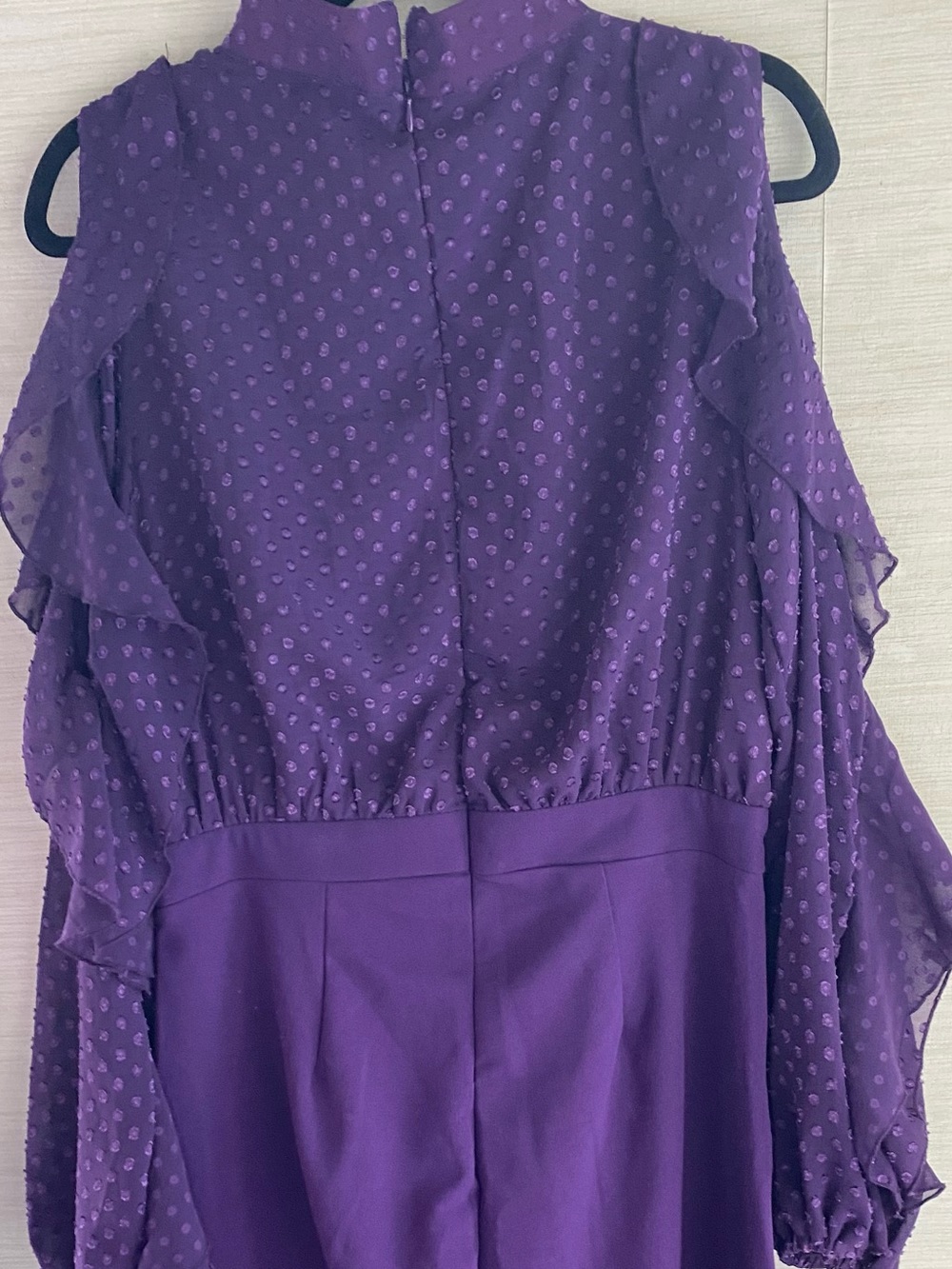 Ashley Stewart Plum Purple Ruffled Sleeve Jumpsuit - Picture 8 of 11